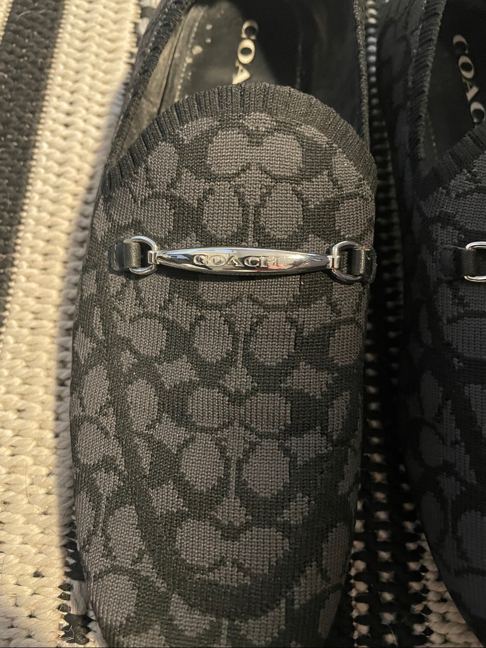 Coach woman’s Black Signature Slip-On Loafers with Silver Bit - Picture 2 of 7